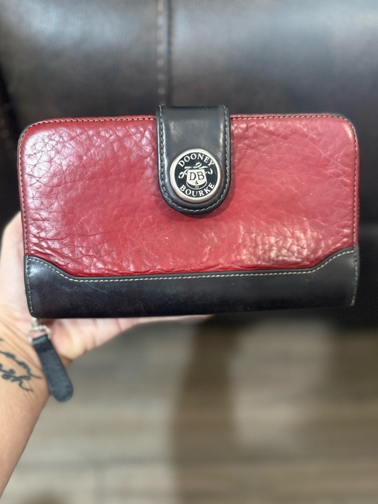 Dooney & Bourke Handbags - Vintage Dooney & Bourke AWL Wallet Red Black All Weather Leather Organizer RARE